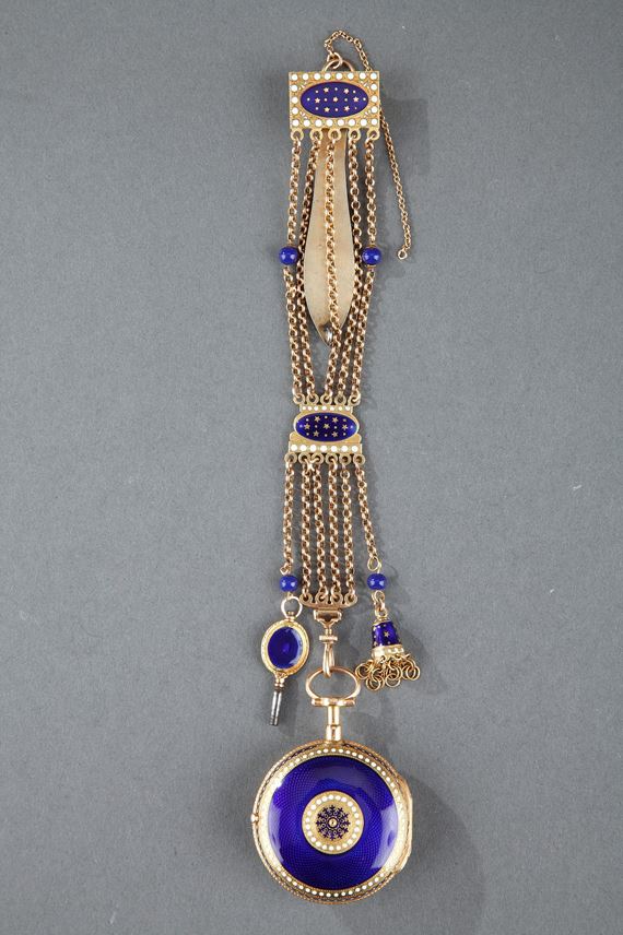 Enameled Gold Chatelaine with Watch by C-T Guenoux | MasterArt